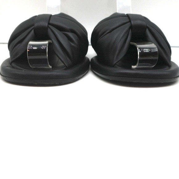 Balenciaga Puffy Knot Slide Sandals Black Leather Size 38.5 - Picture 4 of 10